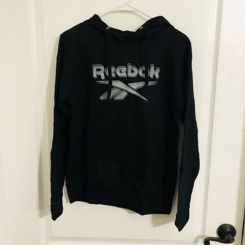 Reebok Black Hoodie Sweatshirt Logo Graphic Long Sleeve Pullover Size Small‎ NWT